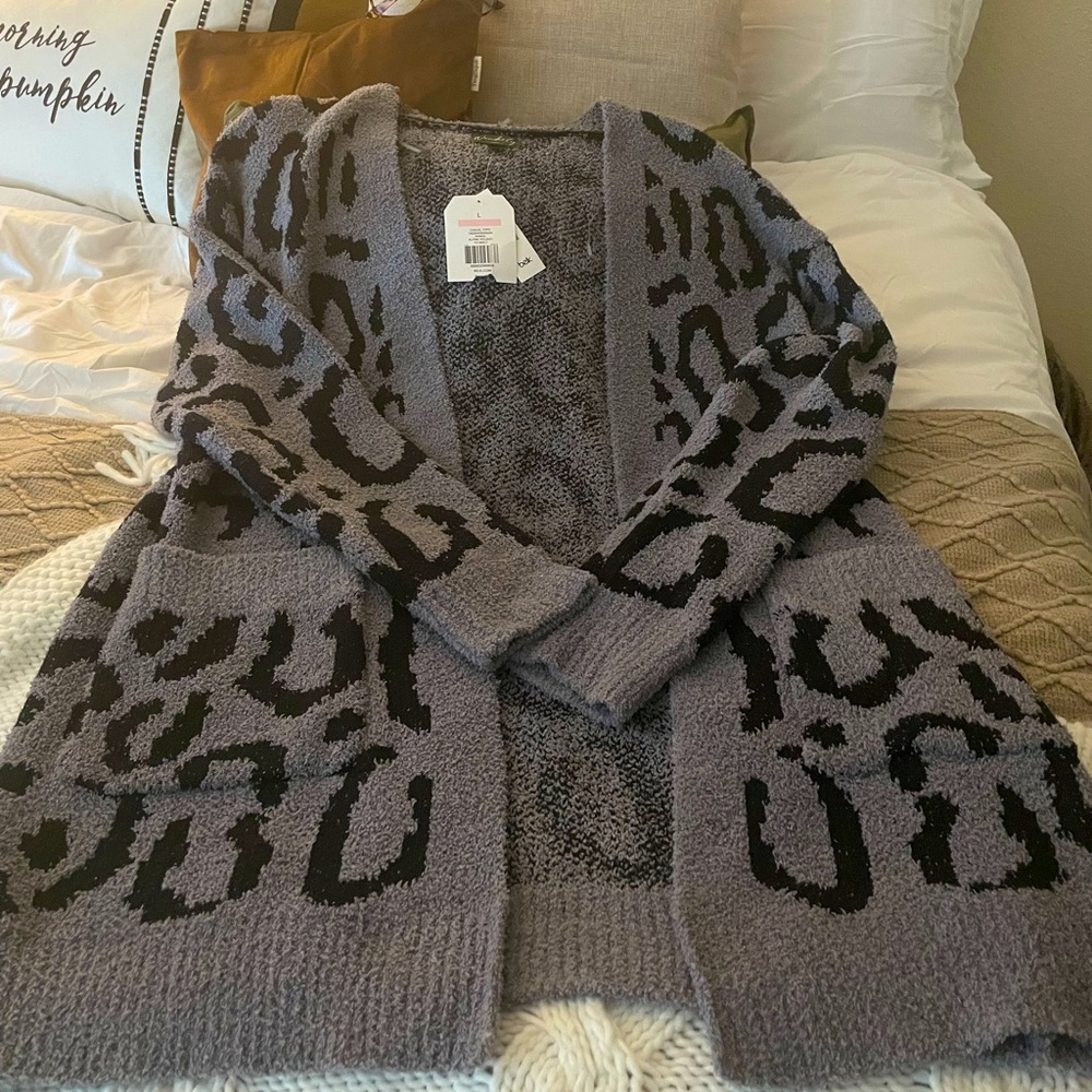 Black & Grey Leopard Sweater